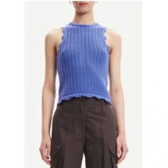Samsoe Samore Iris Bloom Sleeveless Wool Scallop Trim Joise Top $350 Size M NWT! - Picture 1 of 6